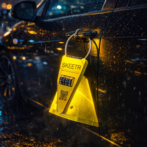 SKEETR™ device locked on car door handle